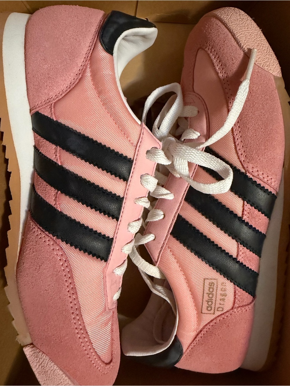 adidas Pink Sneakers with Black Stripes
